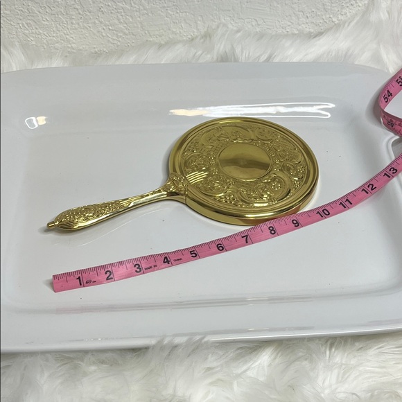 Elegant Goldtone Handheld Vanity Mirror - Picture 5 of 7